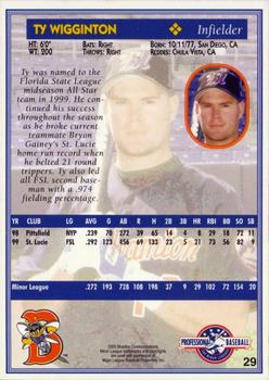 2000 Blueline Q-Cards Binghamton Mets #29 Ty Wigginton Back