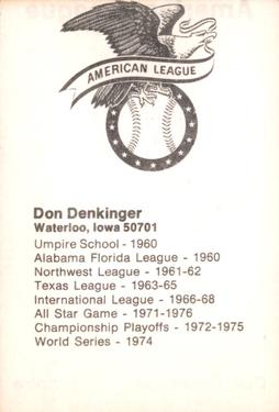 1977 TCMA Umpires #NNO Don Denkinger Back