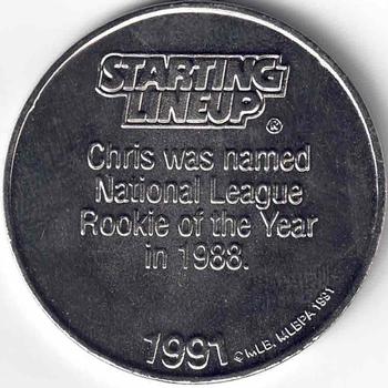 1991 Kenner Starting Lineup Cards - Collector Coins #NNO Chris Sabo Back