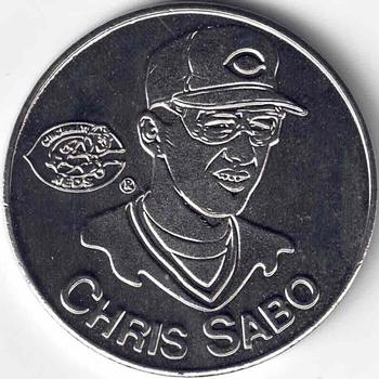 1991 Kenner Starting Lineup Cards - Collector Coins #NNO Chris Sabo Front