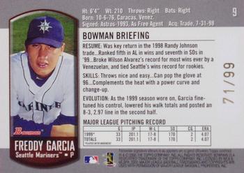 2000 Bowman - Gold #9 Freddy Garcia  Back