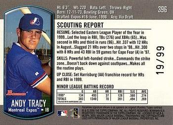 2000 Bowman - Gold #396 Andy Tracy  Back