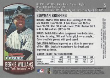 2000 Bowman Chrome - Refractors #5 Bernie Williams  Back