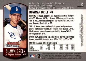 2000 Bowman Chrome - Refractors #45 Shawn Green  Back