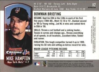 2000 Bowman Chrome - Refractors #112 Mike Hampton  Back