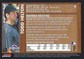 2000 Bowman Chrome - Retro/Future #6 Todd Helton  Back