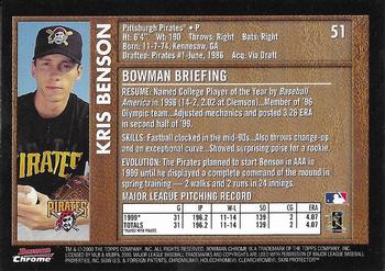 2000 Bowman Chrome - Retro/Future #51 Kris Benson  Back