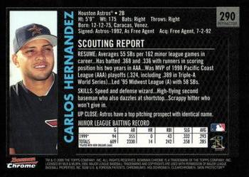 2000 Bowman Chrome - Retro/Future Refractors #290 Carlos Hernandez Back