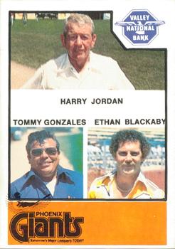 1979 Cramer Phoenix Giants #24 Harry Jordan / Tommy Gonzales / Ethan Blackaby Front