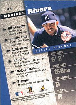 1998 Pinnacle Inside #99 Mariano Rivera Back