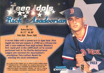 2000 Bowman Chrome - Teen Idols #TI11 Rick Asadoorian  Back
