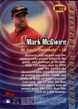 2000 Finest - Ballpark Bounties #BB22 Mark McGwire  Back