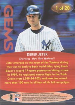 2000 Finest - Gems Oversize #1 Derek Jeter  Back