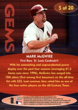 2000 Finest - Gems Oversize #5 Mark McGwire  Back