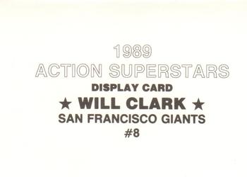 1989 Action Superstars Display Cards (unlicensed) #8 Will Clark Back