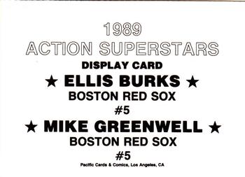 1989 Action Superstars Display Cards (unlicensed) #5 / 5 Ellis Burks / Mike Greenwell Back