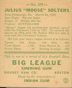 1938 Goudey Heads-Up (R323) #279 Moose Solters Back