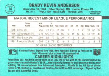 1988 Donruss The Rookies #14 Brady Anderson Back