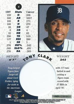 1998 Pinnacle Mint Collection #4 Tony Clark Back