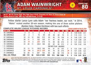 2015 Topps Mini #80 Adam Wainwright Back