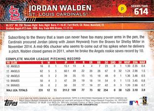 2015 Topps Mini #614 Jordan Walden Back