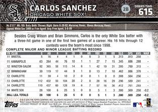 2015 Topps Mini #615 Carlos Sanchez Back