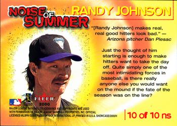 2000 Fleer Showcase - Noise of Summer #10NS Randy Johnson  Back