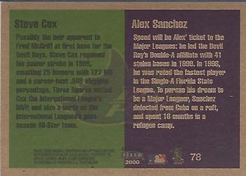 2000 Fleer Tradition Glossy #78 Steve Cox / Alex Sanchez Back