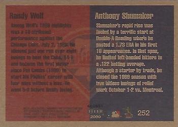 2000 Fleer Tradition Glossy #252 Randy Wolf / Anthony Shumaker Back