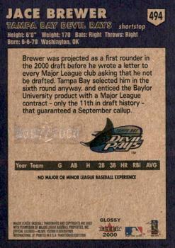 2000 Fleer Tradition Glossy #494 Jace Brewer Back