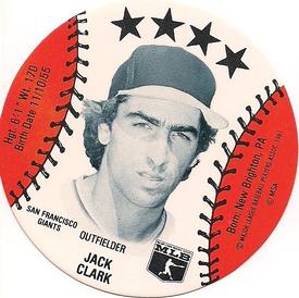 1982 On Deck Cookies Discs #NNO Jack Clark Front