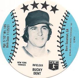 1982 On Deck Cookies Discs #NNO Bucky Dent Front