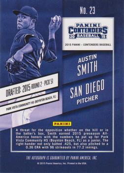2015 Panini Contenders - Draft Ticket Autographs Blue Foil #23 Austin Smith Back