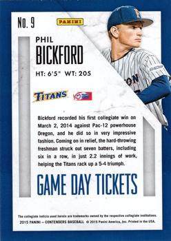 2015 Panini Contenders - Game Day Tickets #9 Phil Bickford Back