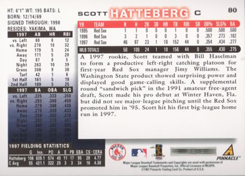 1998 Score #80 Scott Hatteberg Back