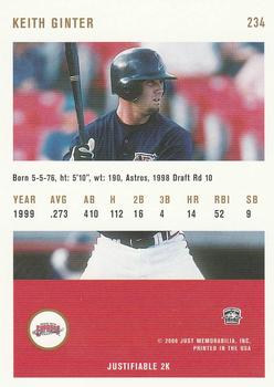 2000 Just - Gold #234 Keith Ginter  Back
