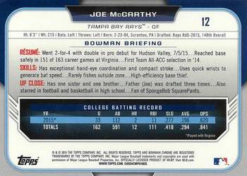 2015 Bowman Draft - Chrome #12 Joe McCarthy Back