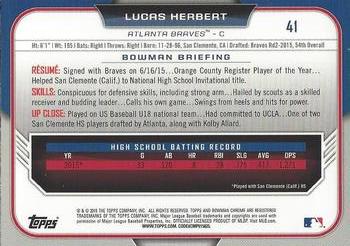 2015 Bowman Draft - Chrome #41 Lucas Herbert Back