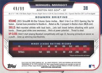 2015 Bowman Draft - Green #38 Manuel Margot Back
