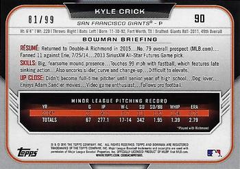 2015 Bowman Draft - Green #90 Kyle Crick Back