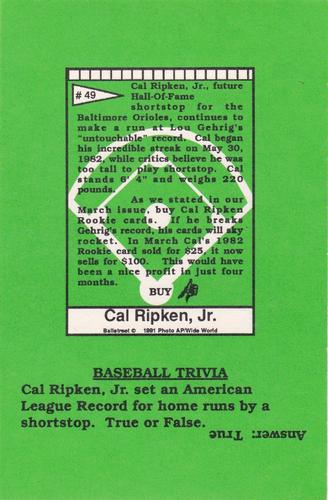 1991 Ballstreet - Oversized #49 Cal Ripken Jr. Back