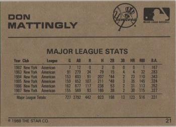 1988-89 Star Gold #21 Don Mattingly Back