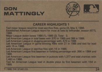 1988-89 Star Gold #24 Don Mattingly Back