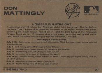 1988-89 Star Gold #27 Don Mattingly Back