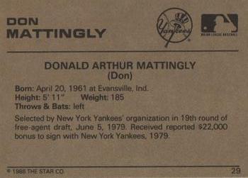 1988-89 Star Gold #29 Don Mattingly Back