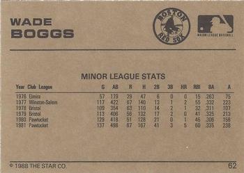 1988-89 Star Gold #62 Wade Boggs Back
