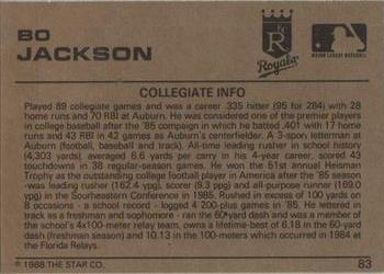 1988-89 Star Gold #83 Bo Jackson Back