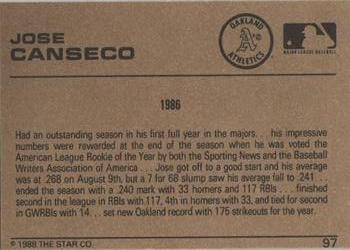 1988-89 Star Gold #97 Jose Canseco Back