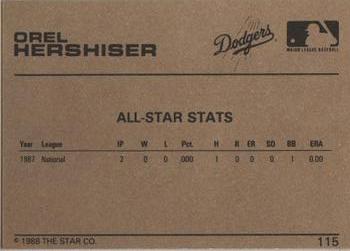 1988-89 Star Gold #115 Orel Hershiser Back