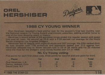 1988-89 Star Gold #118 Orel Hershiser Back